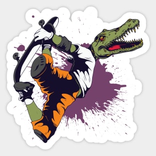 Skater Crocodile Skateboarder Sticker